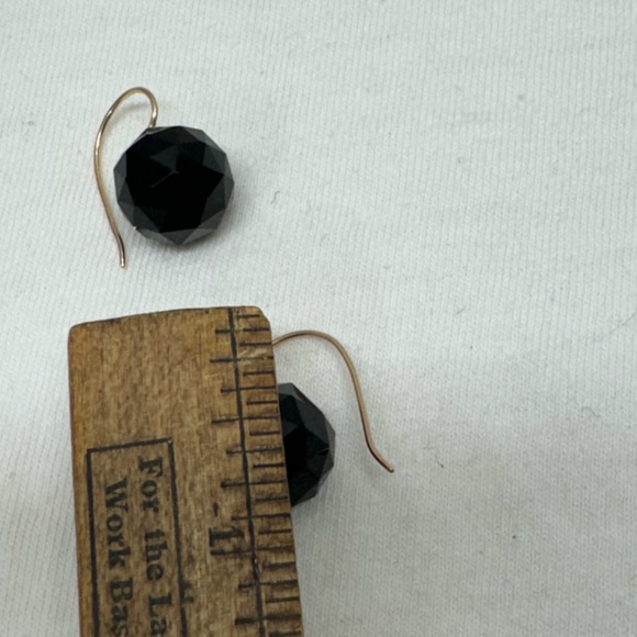 14K Gold Antique Mourning Victorian Black Faceted Earrings c1880 - Picture 7 of 10